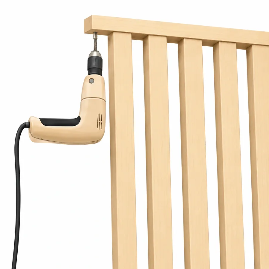 Raumteiler mit Drehlamellen: an der Decke befestigen
